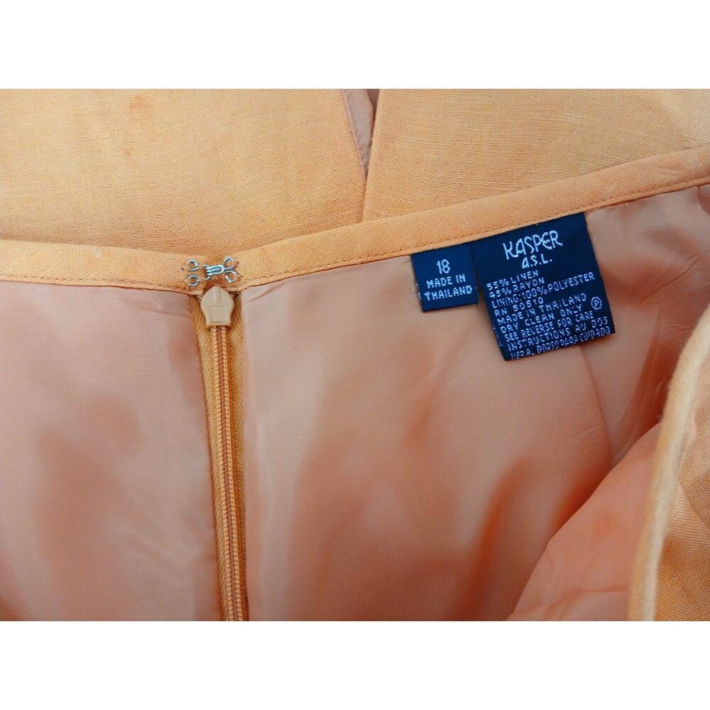 Kasper Womens Orange Pencil Skirt Size 18 Linen Blend Lining Back Zip - Picture 6 of 7